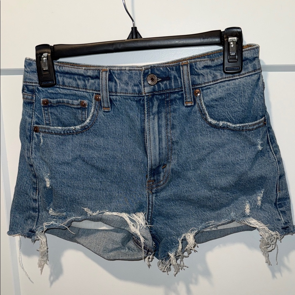 Abercrombie & Fitch Blue Distressed Jean Shorts